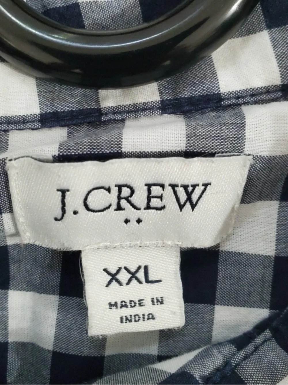 J. Crew Navy and White Gingham Button-Down Shirt